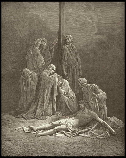 Disciples mourn over the dead jesus