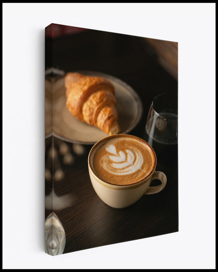 Coffee Latte and Croissant Canvas