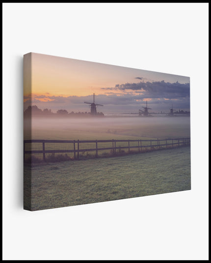 Foggy Pasture Landscape Canvas