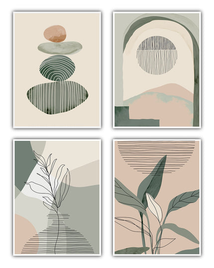 Abstrakt Botanisch Poster Set