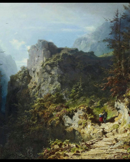 Berglandschaft mit Liebespaar (Jäger und Mädchen)