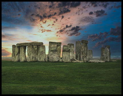 Ein Poster von einer seitlichen Fotografie der Felsen von Stonehenge.